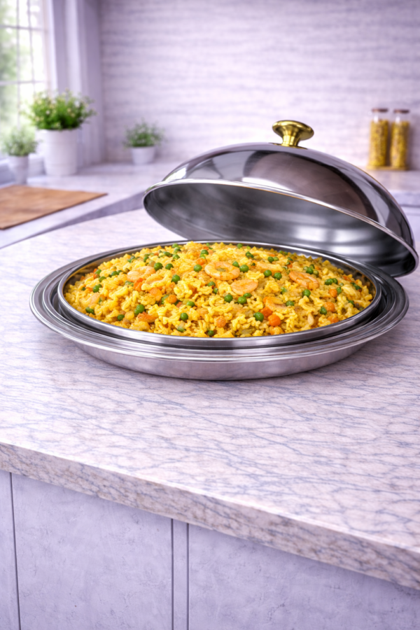 Round Stainless Steel Chafing Dish – Single Plate