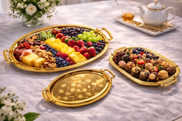 Elegant Gold Oval Serving Tray