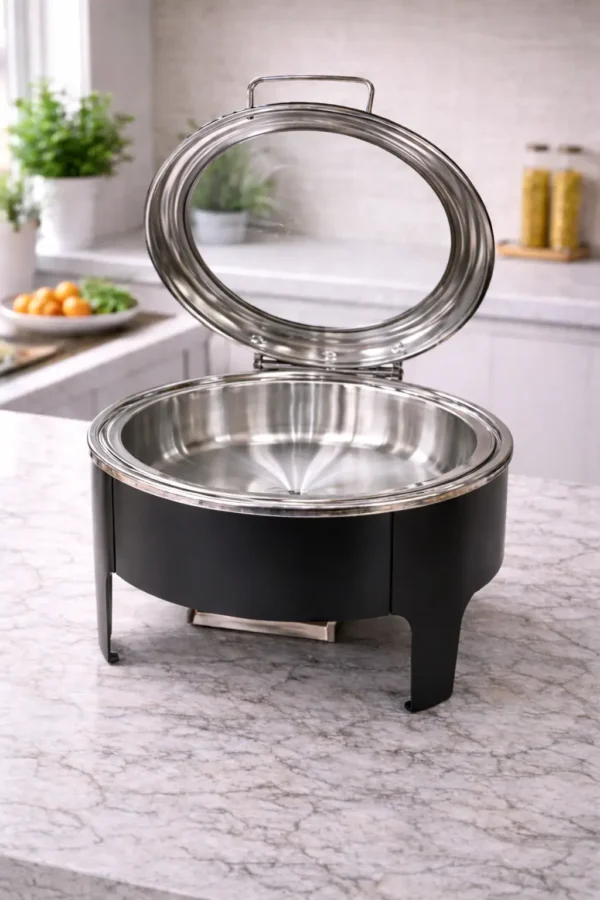 Round Stainless Steel Chafing Dish with Glass Lid