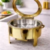 Round Gold Chafing Dish with Glass Lid