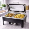 Dual-Compartment Chafing Dish with Glass Lid