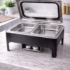 Dual-Compartment Chafing Dish with Glass Lid