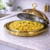 Gold Stainless Steel Round Serving Dish with Dome Lid