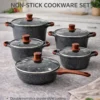 5-Piece Granite Non-Stick Cookware Set with Glass Lids