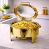 Round Gold Chafing Dish with Glass Lid