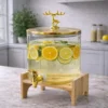 Luxury Glass Beverage Dispenser – 5.5L with Wooden Stand