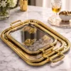 Luxury Floral Engraved Serving Tray Set