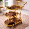 Luxury Gold 3-Tier Serving Trolley with Mirrored Shelves