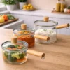 High Borosilicate Glass Pot with Wooden Handles