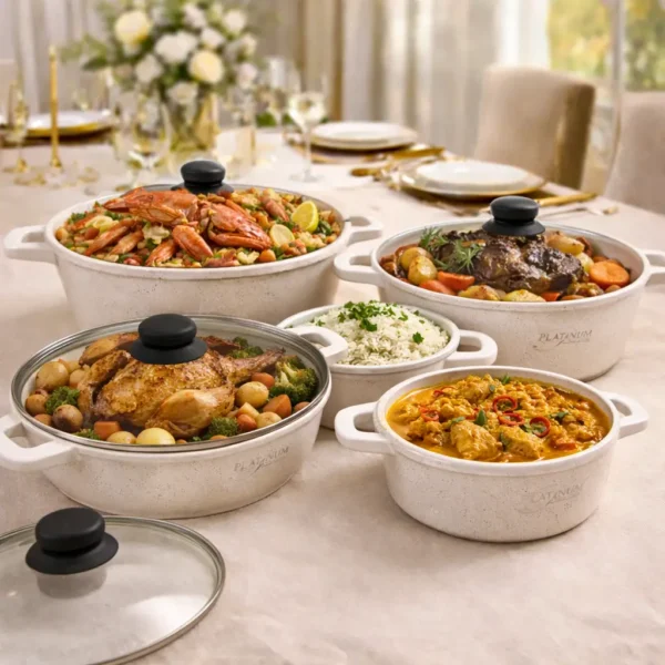 Platinum Granite Coated Casserole & Shallow Pot Set