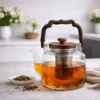 Heat-Resistant Glass Teapot with Wooden Handle & Infuser