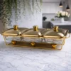 Glass Chafing Dish with Gold Stand & Lids