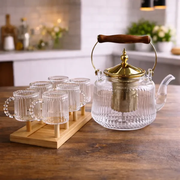 Prod_64 Seven-Piece Glass Tea Set with Kettle & Cups