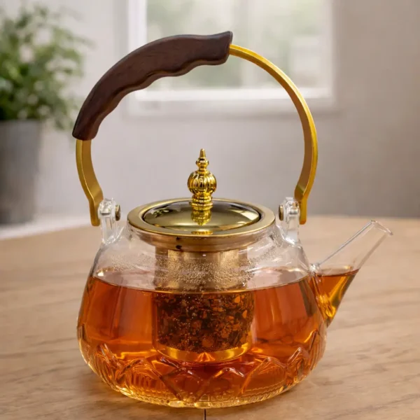 Elegant Glass Tea Pot with Stainless Steel Infuser