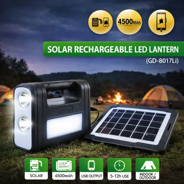 Prod_396 Solar Rechargeable LED Lantern with Solar Panel